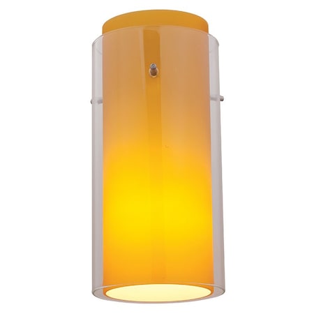 Access Lighting Glassn Glass, Cylinder Shade, Brushed Steel Finish, Clear Amber Glass 23133-BS/CLAM